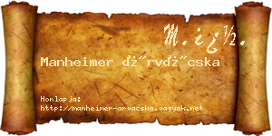Manheimer Árvácska névjegykártya